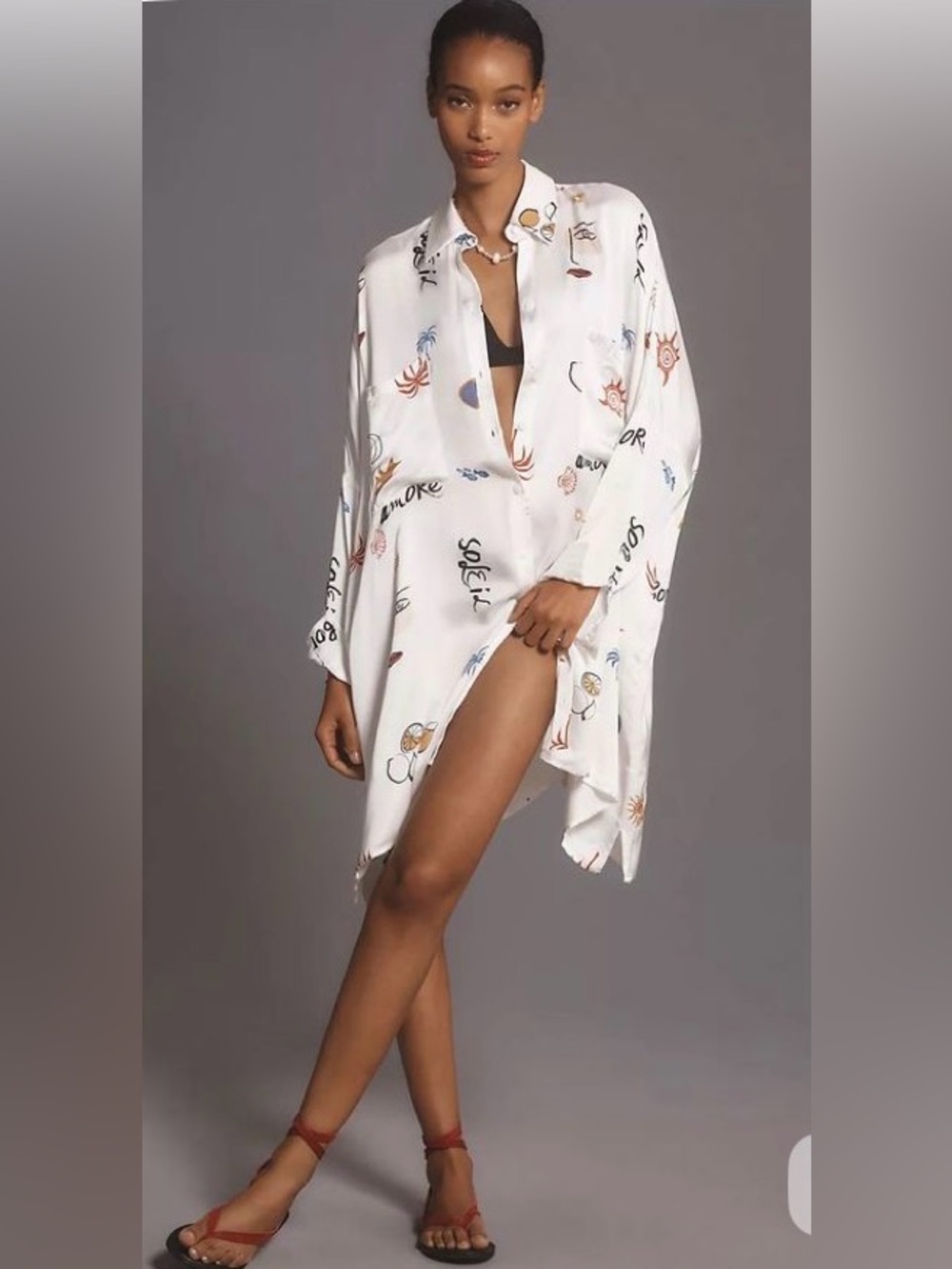 ☀️🏝️NWT Anthropologie Corey Lynn Calter Silky mini shirt/dress XXS
